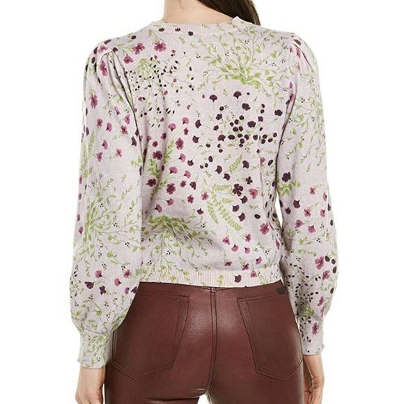 Joie Verna Floral Crew Neck Sweater Lilac Pink NWT - Picture 4 of 10